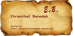 Ehrenthal Benedek névjegykártya